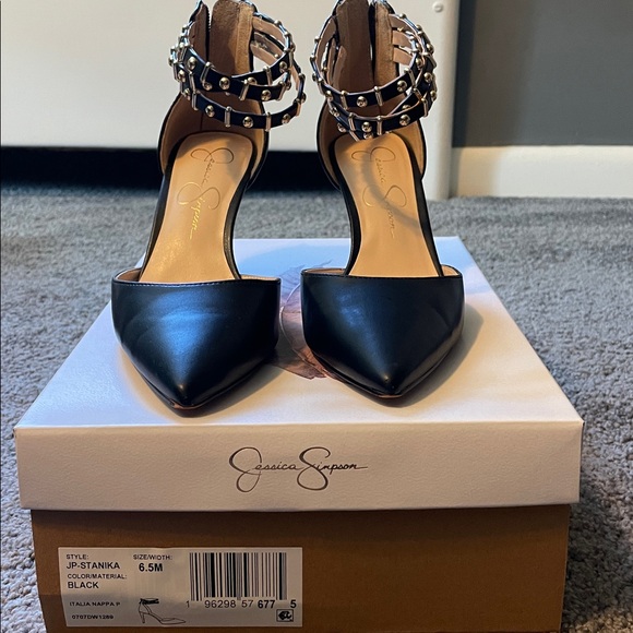 Jessica Simpson Black Studded Ankle Heels - Picture 1 of 4